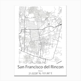 San Francisco De Los Romo,Mexico Minimalist Map Canvas Print