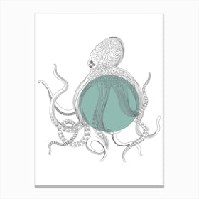 Marine Circle & Octopus Canvas Print