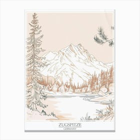 Zugspitze Germany Color Line Drawing Drawing 8 Poster Canvas Print
