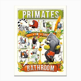 Primates In The Bathroom Canvas Print