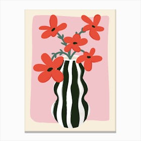 Red Flowers In A Vase Canvas Print