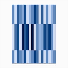 Blue Stripes Geometric Blocks Pattern Canvas Print