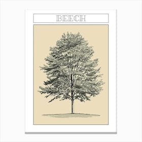Beech Tree Minimalistic Drawing 2 Poster Canvas Print