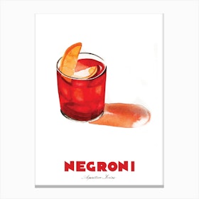 Negroni Cocktail Painting Canvas Print
