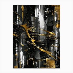 Gold And Black Abstract Painting 39 Canvas Print