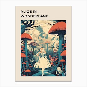 Alice In Wonderland Retro Poster 4 Canvas Print