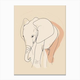 Baby Elephant - Boho, Line Art Canvas Print