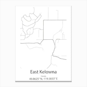 East Kelowna,Canada Minimalist Map Canvas Print