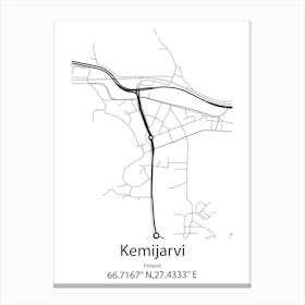 Kemijarvi,Finland Minimalist Map Canvas Print