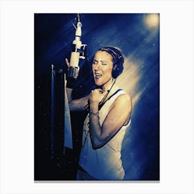 Superstars Celine Dion In Recording Studio Canvas Print