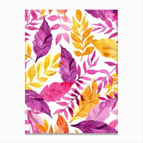 Watercolor Autumn Leaves Seamless Pattern 6 Canvas Print