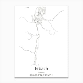 Erbach,Germany Minimalist Map Canvas Print