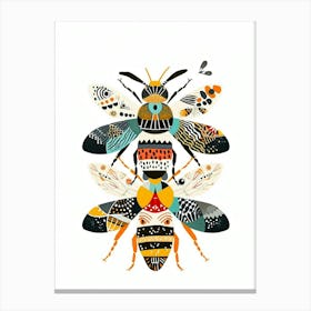 Colourful Insect Illustration Yellowjacket 1 Canvas Print