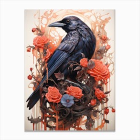 Crow Floral 1 Canvas Print