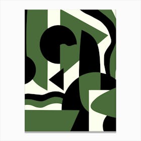 Geometrical Green Abstract Maximalist Canvas Print
