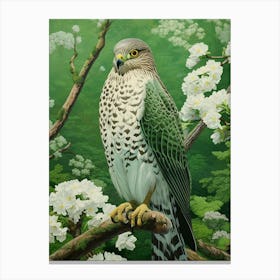 Ohara Koson Inspired Bird Painting Eurasian Sparrowhawk 2 Canvas Print