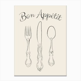 Bon Appétit Cutlery - Black Canvas Print