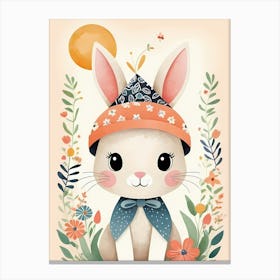 Floral Cute Baby Rabbit Bunny Nursery (1) Canvas Print