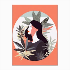 Illustration Of A Woman With Marijuana, cannabis art Canvas Print