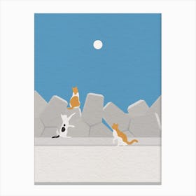Minimal art Cats On A Rock Canvas Print