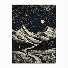 Moonlight In The Mountains 3 Canvas Print