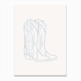 Cowboy Boots Blue Canvas Print