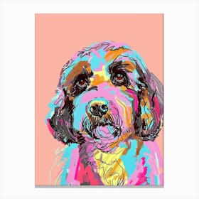 Portuguese Water Dog Dog Pastel Line Illustration 3 Canvas Print