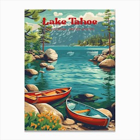 Lake Tahoe California Retro Travel Art Illustration Canvas Print