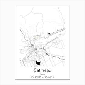 Gatineau,Canada Minimalist Map Canvas Print