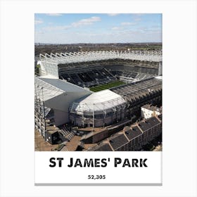 St James' Park, Stadium, Football, Newcastle, Soccer, Art, Wall Print Canvas Print