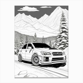 Subaru Impreza Wrx Sti Snowy Mountain Drawing 3 Canvas Print