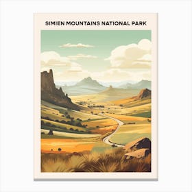 Simien Mountains National Park Midcentury Travel Poster Canvas Print