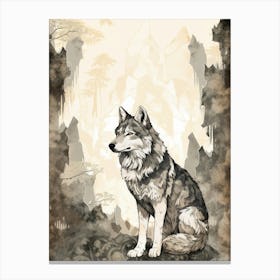 Himalayan Wolf Vintage Japanese 3 Canvas Print