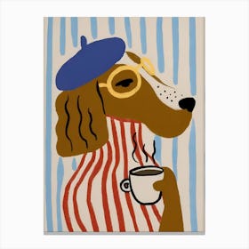 Dog With A Cup Of Coffee Canvas Print