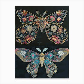 Nocturnal Butterfly William Morris Style 9 Canvas Print