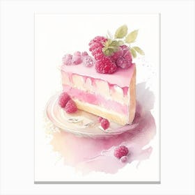 Raspberry Cheesecake Dessert Gouache Flower Canvas Print