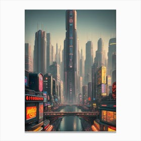 Retro-futuristic Cityscape Canvas Print