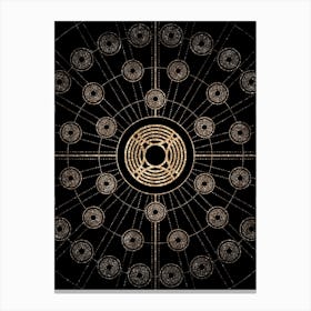 Geometric Glyph Radial Array in Glitter Gold on Black n.0485 Canvas Print