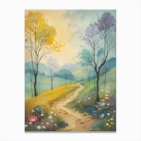 Watercolor Of A Path Canvas Print