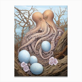 Octopus Building A Nest Illustration 1 Canvas Print
