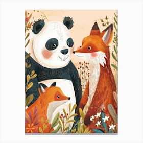 Giant Pand And A Fox Storybook Illustration 1 Canvas Print