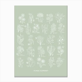 Floral Alphabet | Sage Green Canvas Print