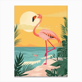 Greater Flamingo Argentina Tropical Illustration 5 Canvas Print