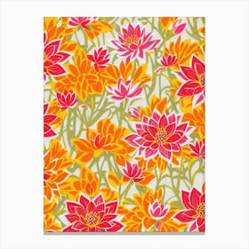 Lotus Floral Print Warm Tones1 Flower Canvas Print