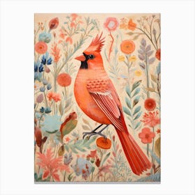 Cardinal 2 Detailed Bird Painting Canvas Print