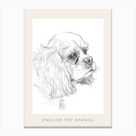English Toy Spaniel Dog Line Sketch 1 Poster Canvas Print