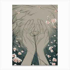 Hands Holding Flowers Canvas Print