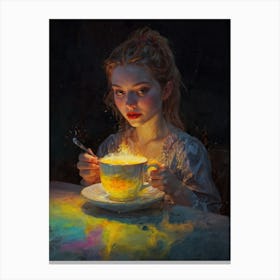 Girl With A Cup Of Tea Canvas Print