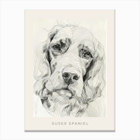 Susex Spaniel Dog Line Sketch 1 Poster Canvas Print