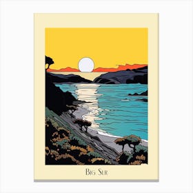 Poster Of Minimal Design Style Of Big Sur California, Usa 4 Canvas Print